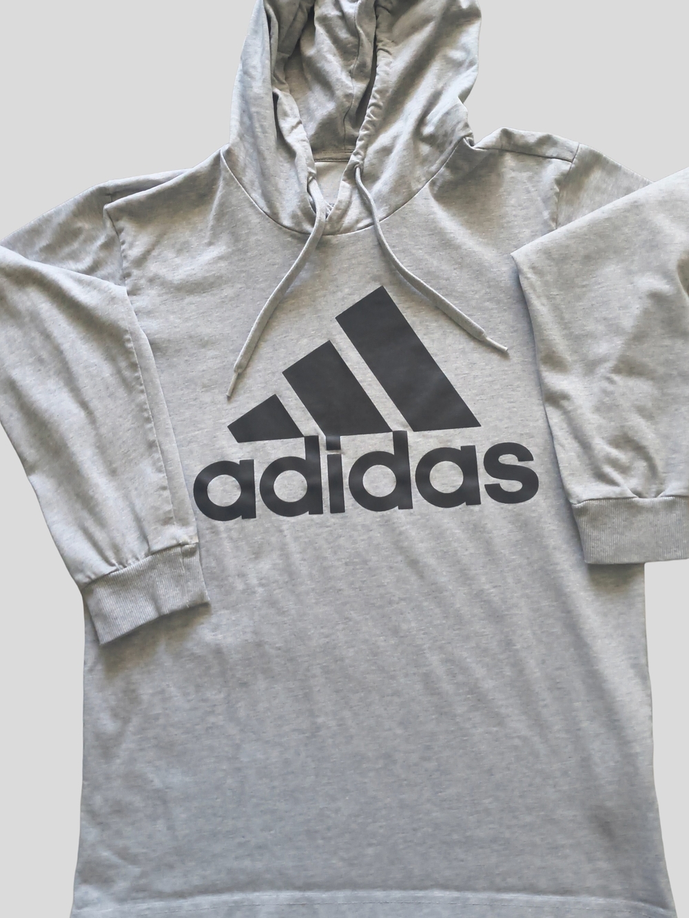 adidas Light Grey Tee Hoodie with Black Logo